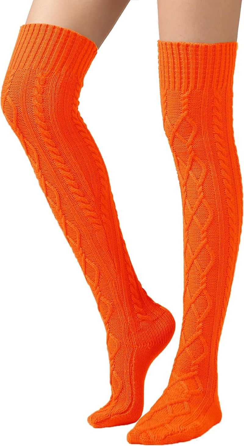 SherryDC Women's Cable Knit Thigh High Boot Socks Extra Long Winter Stockings Leg Warmers - Image 1